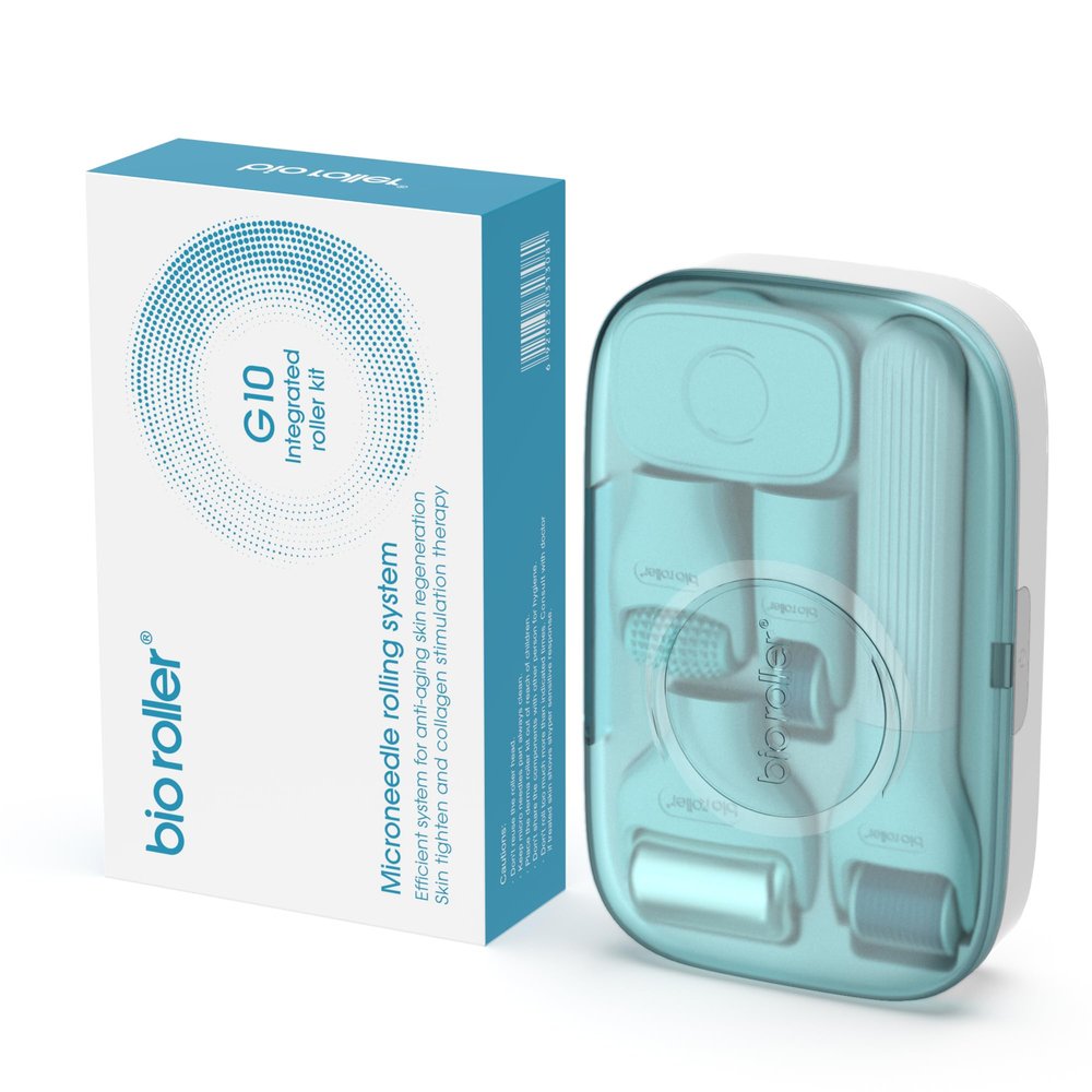 10 In 1 roller kit Face Massager Jade Ice Roller Microneedling Derma Rolling System Facial Cleaning Brush With Travel Case
