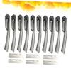 Beaupretty 2sets Foldable Eyebrow Trimmer Portable Stainless Steel Eyebrow with Replaceable Blades Makeup Tool for Travel Precision Grooming Black view 3