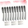 Beaupretty 2sets Foldable Eyebrow Trimmer Portable Stainless Steel Eyebrow with Replaceable Blades Makeup Tool for Travel Precision Grooming Black view 4