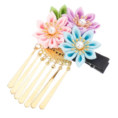 SOESFOUFU Kimono Hair Clip for Weddings Elegant Bridal Barrette Tassels for Traditional Hairstyles Charming Floral Design for Special Occasions