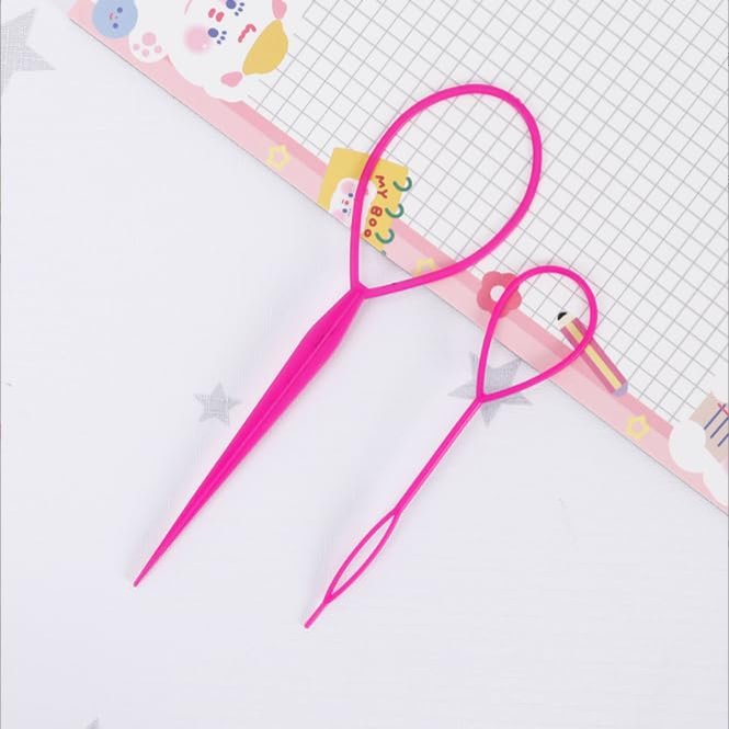 1Set(2pcs) Plastic Magic Hair Braid Ponytail Maker Clip Tool Simple Diy Hair Style Accessories Styling (Rose)