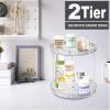 2 Tier Diamond Lazy Susan Bathroom Organizer Countertop, Clear 360 Rotating Cosmetic Makeup Organizer for Vanity, Skincare Organizers Perfume Organizer for Counter - Organization and Storage -9.25INCH view 2
