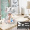 2 Tier Diamond Lazy Susan Bathroom Organizer Countertop, Clear 360 Rotating Cosmetic Makeup Organizer for Vanity, Skincare Organizers Perfume Organizer for Counter - Organization and Storage -9.25INCH view 4