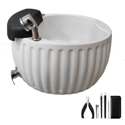 AMEERR Round Footbath Colorful Lamp Footbath Salon Massage Equipment Massage Manicure Pedicure Foot Soak Foot Soaking Bath Basin Home Foot Spa Kit Pedicure Sink Manicure Basin (Size : Bath+Pedicure)
