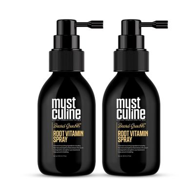 Mustculine Masculine Beard Growth Vitamin Spray for Fuller, Stronger, Longer, and Bushier Beards (2 Pack)