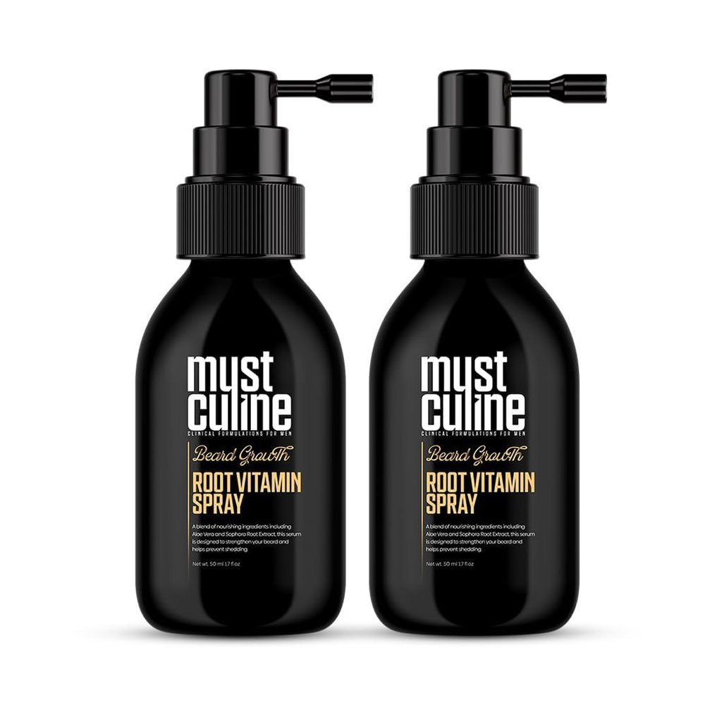Mustculine Masculine Beard Growth Vitamin Spray for Fuller, Stronger, Longer, and Bushier Beards (2 Pack)