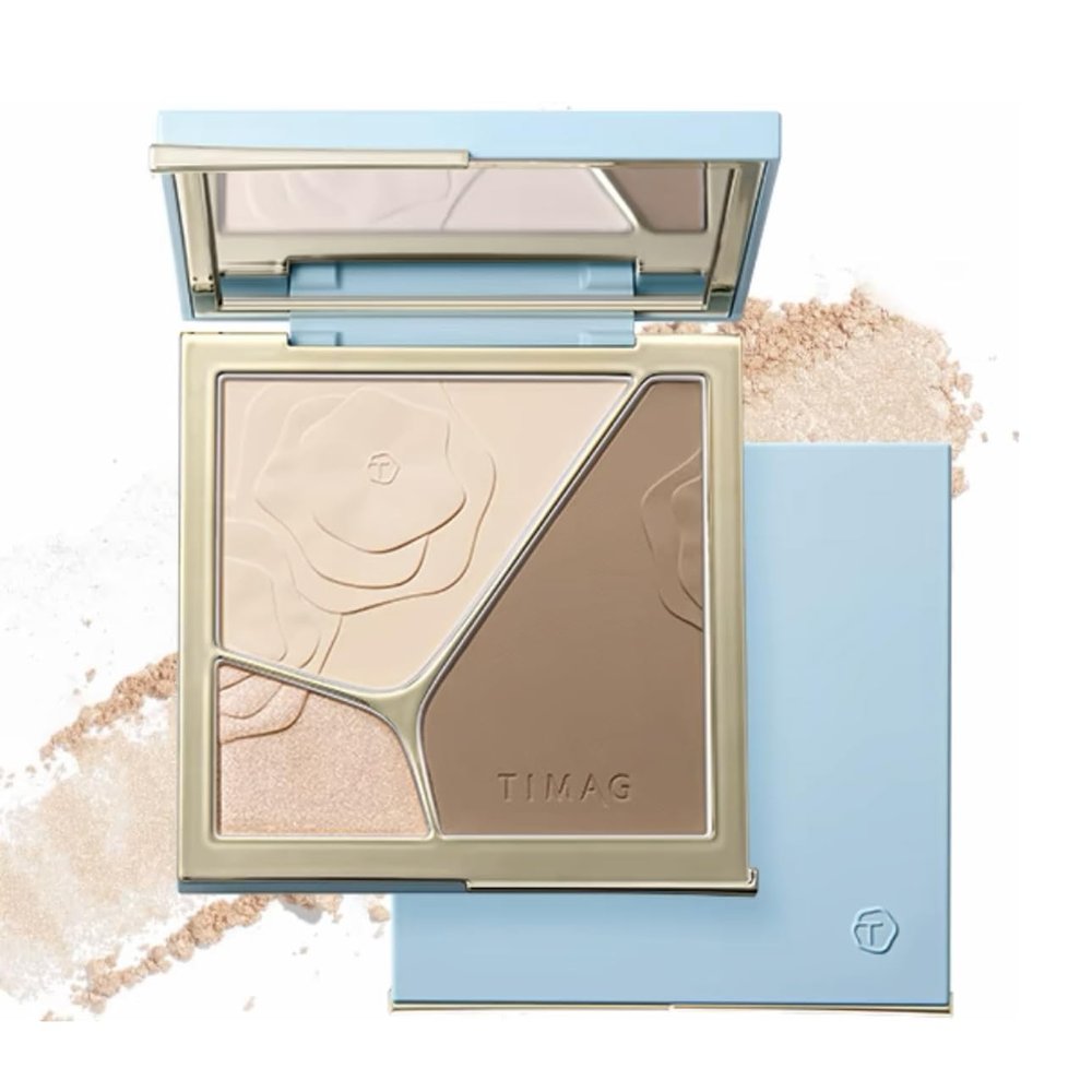 1 PC Caitang Light and Shadow Blending Palette, Multi Functional Matte and Pearly Shimmer Facial Highlighter Contour Palette, Facial Highlighter Contour Pressed Powder (01)