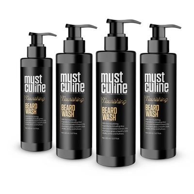 Mustculine Beard Wash Shampoo, Tea Tree Oil & Argan Oil Anti-Dandruff, Anti-Itching Shampoo for Men (4 Package)