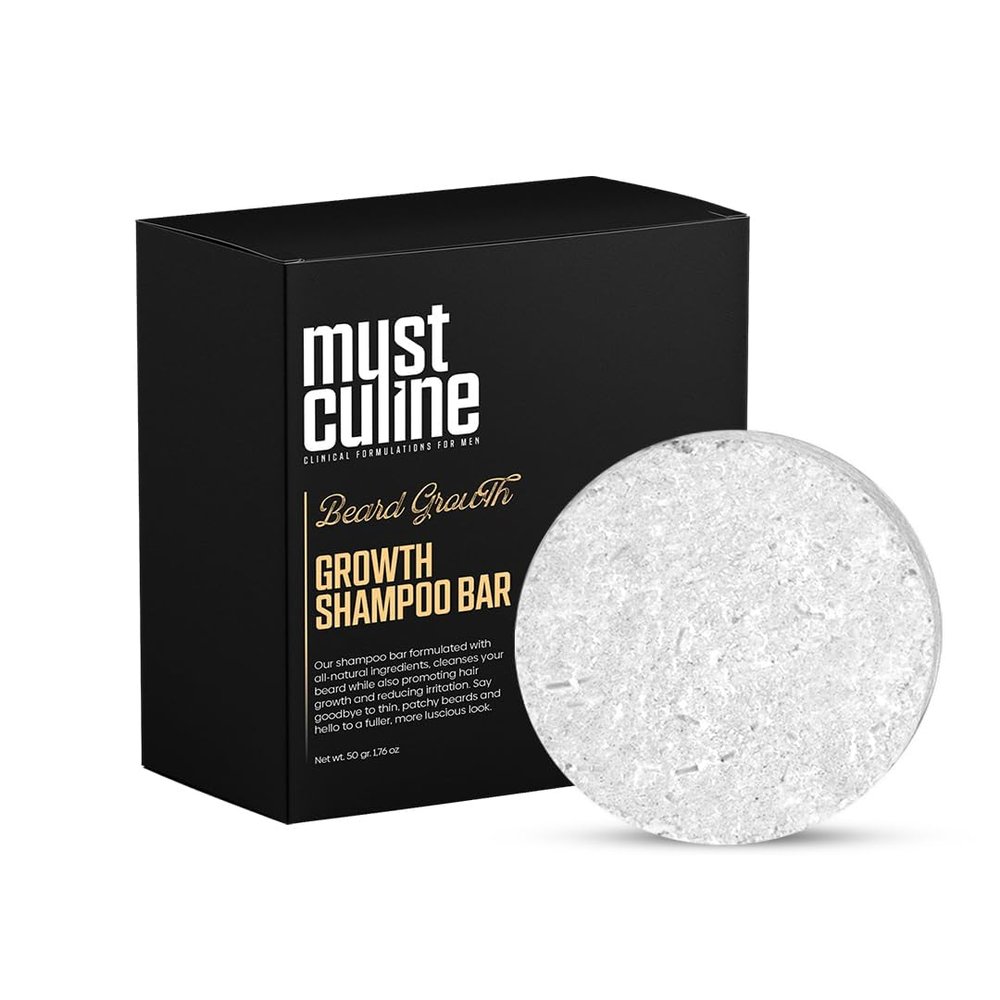 MUSTCULINE Beard Shampoo Bar, 1 Package, Unscented, Supports Beard Growth and Nourishment,Mustache Roots, for Men