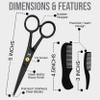 WAJEES Mustache & Beard Scissors for Men  Professional 5" Stainless Steel Grooming Kit with Comb & Travel Case  Sharp Facial Hair Trimming Tool for Mustache, Beard, Nose & Eyebrows view 2