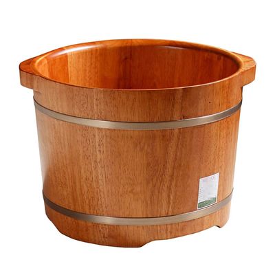 Katzowen Foot Bath Spa Foot Soaking Bath Basin with LidLarge Size for Soaking FeetThick Sturdy Wood Pedicure Spa and MassageFootbath Bucket Tired and Sore Feet 26cm (Color : Brown Wood)