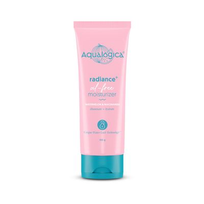 Aqualogica Radiance+ Oil Free Face Moisturizer | Watermelon & Niacinamide Infused | Helps Reduce Acne Marks | Hydrates Skin without Stickiness | 3.38 Fl Oz/100ml
