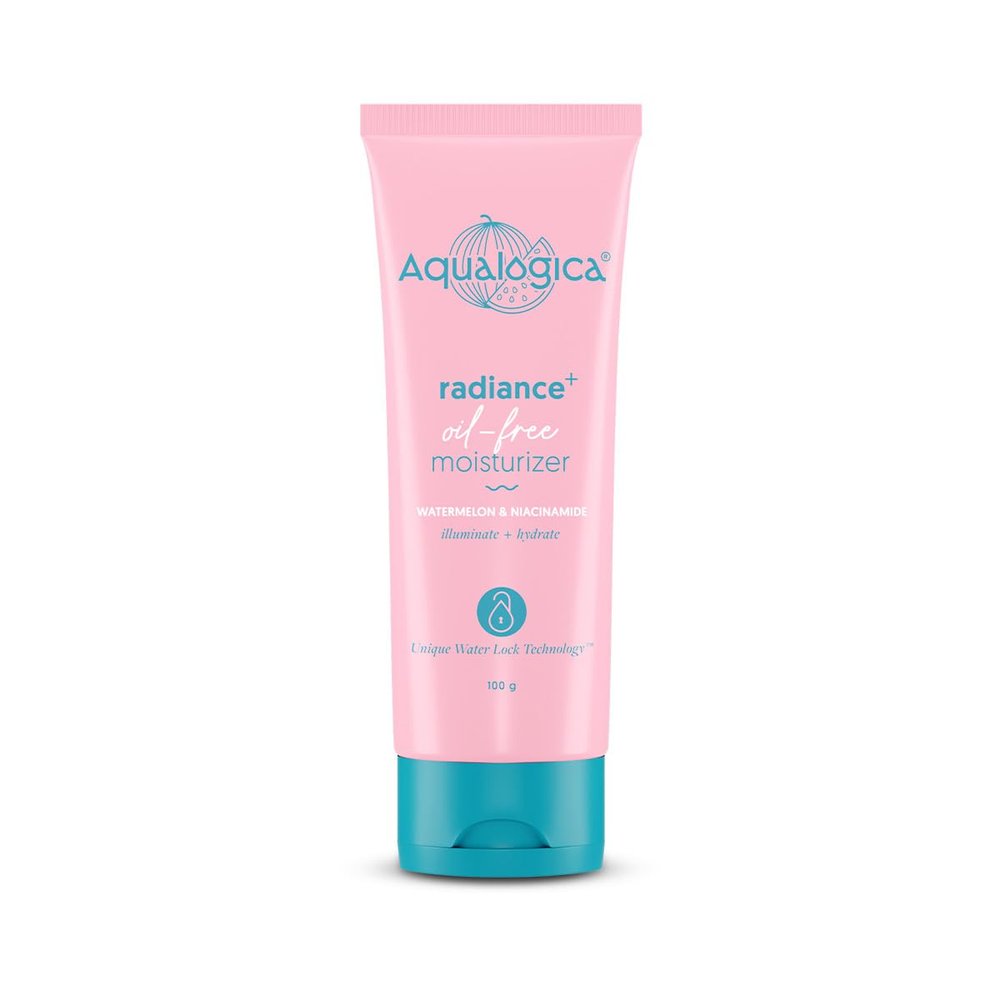 Aqualogica Radiance+ Oil Free Face Moisturizer | Watermelon & Niacinamide Infused | Helps Reduce Acne Marks | Hydrates Skin without Stickiness | 3.38 Fl Oz/100ml