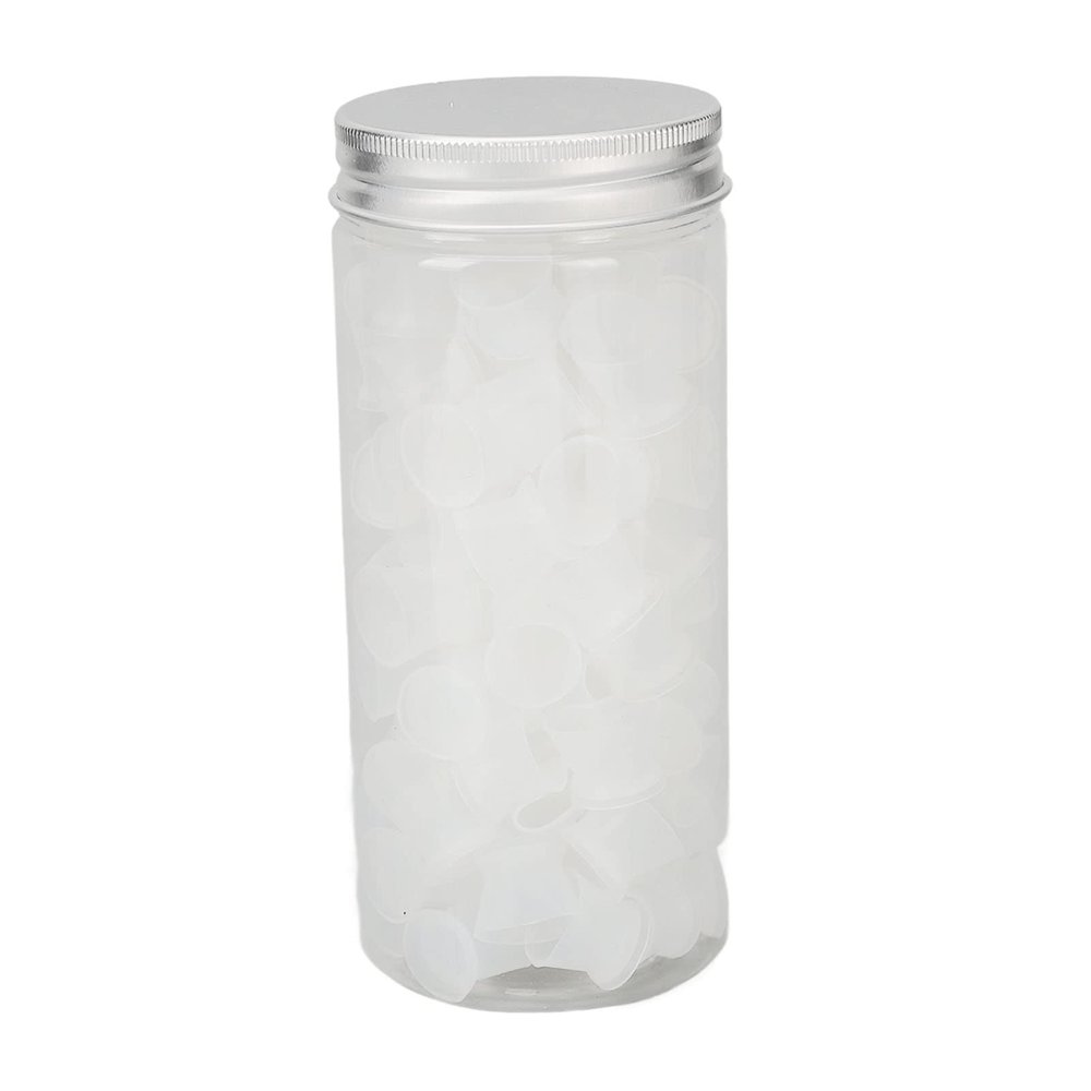 100pcs Disposable Silicone Pigment Cup with Storage Bottle, Plastic Disposable Ink Cups For Permanent Makeup Container (Large White)