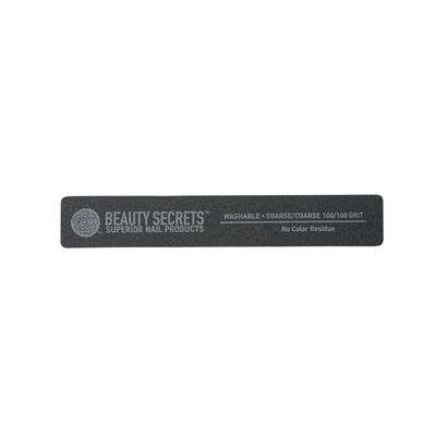 Beauty Secrets Black Rectangular Cushion Nail File, 100/100 Grit, Twosided
