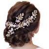 Beautiful Bridal Hair Accessories Alloy Leaf Pearl Woman Hair Comb Gold And Silver Bridal Hair Pieces (GOLD) view 1
