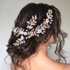 Beautiful Bridal Hair Accessories Alloy Leaf Pearl Woman Hair Comb Gold And Silver Bridal Hair Pieces (GOLD) view 2
