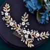 Beautiful Bridal Hair Accessories Alloy Leaf Pearl Woman Hair Comb Gold And Silver Bridal Hair Pieces (GOLD) view 4