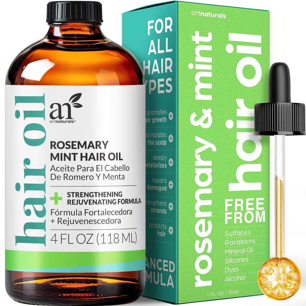 artnaturals Rosemary Mint Hair 4.0oz - Invigorating Nourishing Treatment for Hair & Scalp, Targeting Dryness, Damaged Hair, Split Ends for Healthy Hair