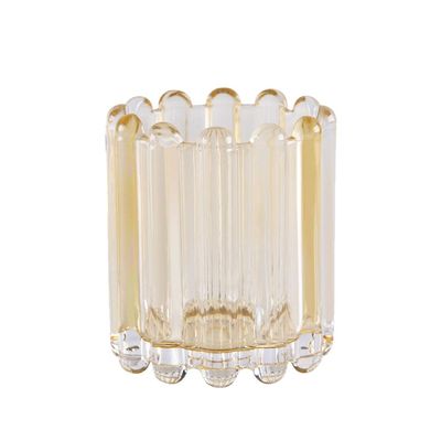 Alipher Makeup Brush Holder Glass Makeup Brush Organizer Elegant Office Storage Cup Home Table Flower Vase Cosmetic Brush Holder For Decor (Amber)