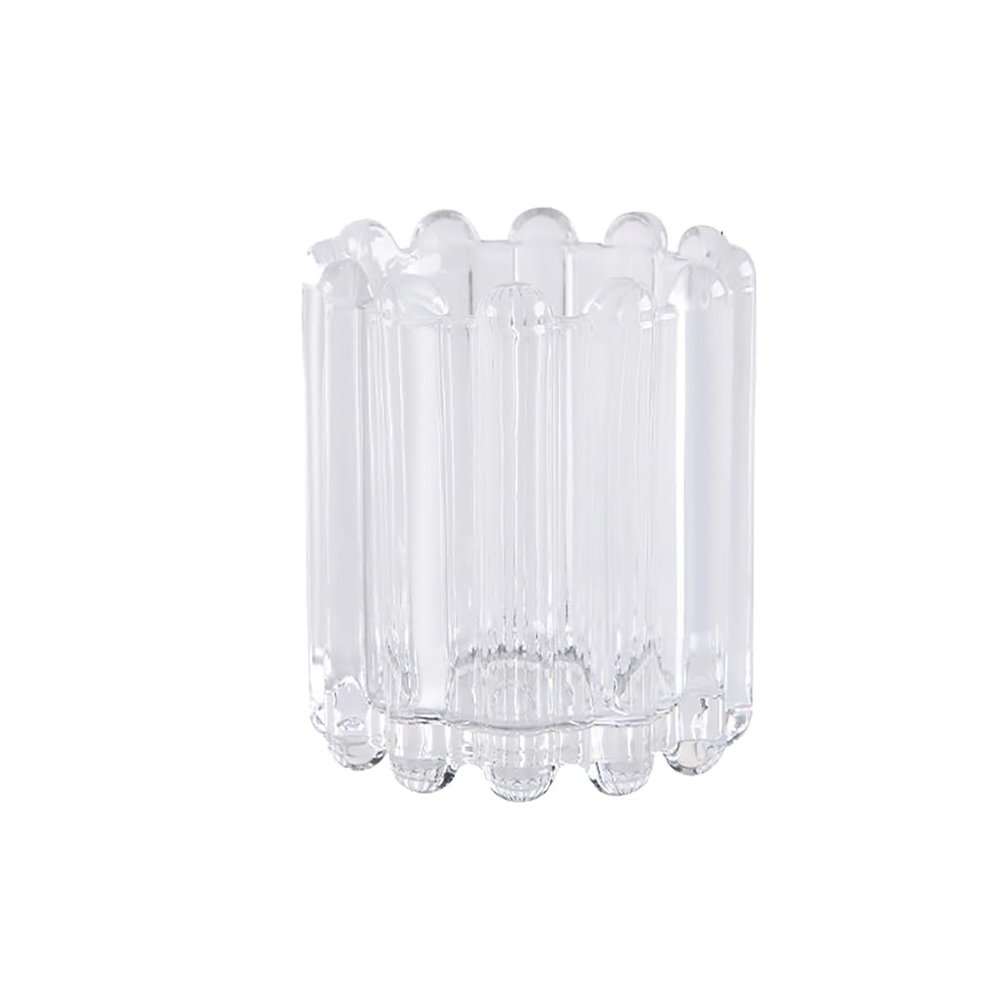 Alipher Makeup Brush Holder Glass Makeup Brush Organizer Elegant Office Storage Cup Home Table Flower Vase Cosmetic Brush Holder For Decor (Clear)