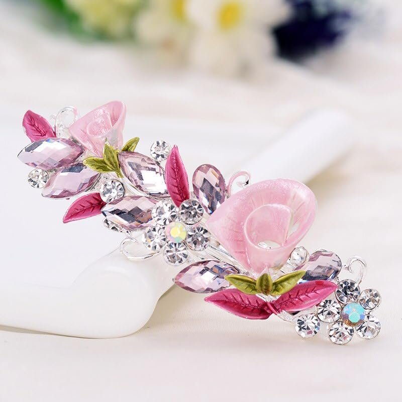 Fashion Crystal Hairpins For Women Ladies Girls Floral Hair Clips Elegant Jewelry Bridal Barrettes (Color : 3)