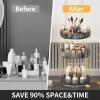 360 Rotating Makeup Organizer, Large-Capacity Skincare Make Up Storage 3 Tier Perfume Organizers Cosmetic Dresser Organizer with Makeup Brush Holder, Fits Bedroom, Bathroom, Vanity Shelf Countertop view 2