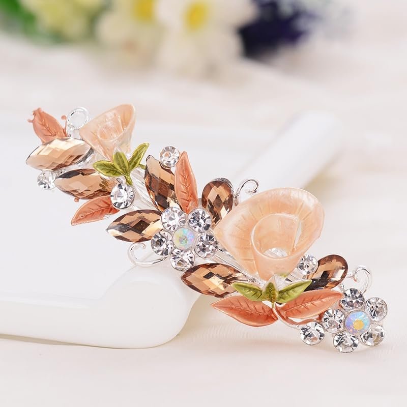 Fashion Crystal Hairpins For Women Ladies Girls Floral Hair Clips Elegant Jewelry Bridal Barrettes (Color : 4)