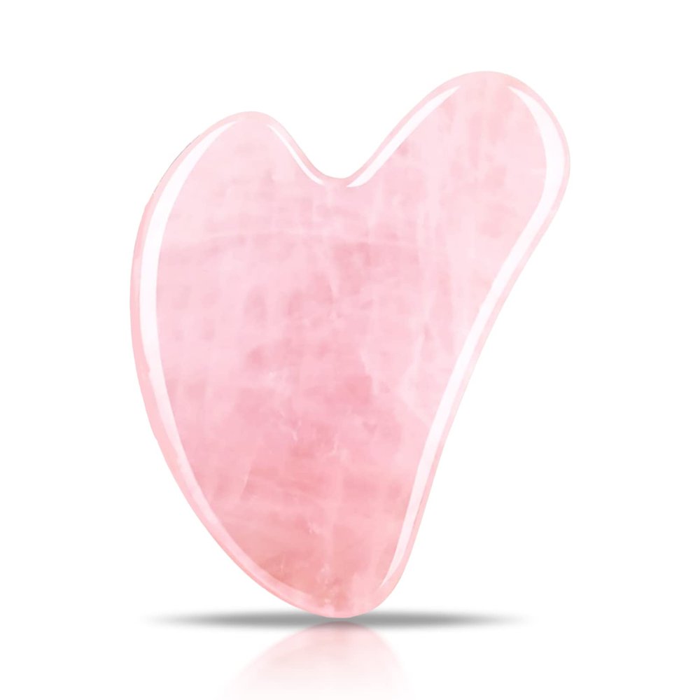 Contrybox Gua Sha Facial Tools, Rose Quartz Guasha Tool for Face & Eye, Puffiness Reducing & Jawline Sculpting Face Stone Gua Sha Tools for Skin Care Woman GuaSha Stone Tool, Pink