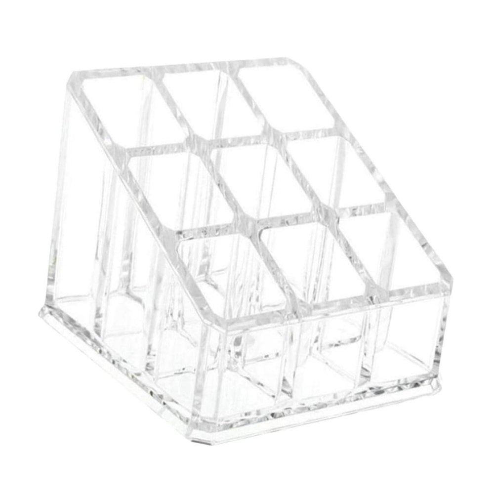 Easnea 9 Grids Clear Lipstick Holder Acrylic Lipstick Organizer, Lip Gloss Holder, Lipgloss Organizer, Cosmetic Display Case Cosmetic Makeup Organizer for Lipstick, Brushes, Bottles (Flat Bottom)