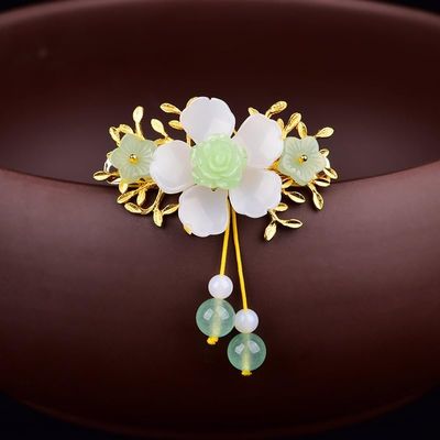Retro Fashion Ancient Chinese Palace Princess Hair Jewelry Exquisite Copper Alloy Leaves Coloured Glaze Flower Hairpins