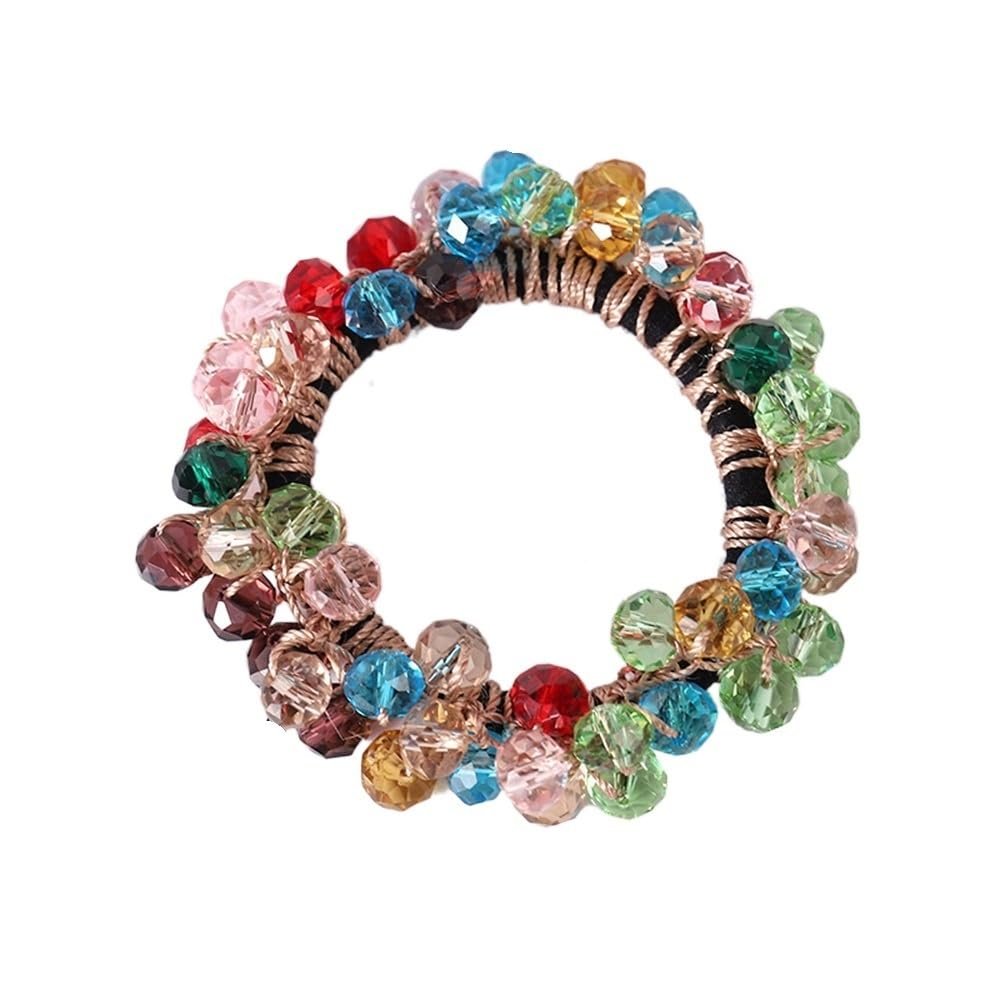 1pc Women Crystal Pearls Hair Rope Handmade Elastic Beaded Ponytail Holders Hair Ties For Women And Girls Hair Accessories (Color : A2-a-SP028-L)