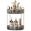 360 Rotating Makeup Organizer, Large-Capacity Skincare Make Up Storage 2 Tier Perfume Organizers Cosmetic Dresser Organizer with Makeup Brush Holder, Fits Bedroom, Bathroom, Vanity Shelf Countertop view 1