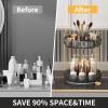 360 Rotating Makeup Organizer, Large-Capacity Skincare Make Up Storage 2 Tier Perfume Organizers Cosmetic Dresser Organizer with Makeup Brush Holder, Fits Bedroom, Bathroom, Vanity Shelf Countertop view 2