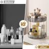 360 Rotating Makeup Organizer, Large-Capacity Skincare Make Up Storage 2 Tier Perfume Organizers Cosmetic Dresser Organizer with Makeup Brush Holder, Fits Bedroom, Bathroom, Vanity Shelf Countertop view 3