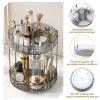 360 Rotating Makeup Organizer, Large-Capacity Skincare Make Up Storage 2 Tier Perfume Organizers Cosmetic Dresser Organizer with Makeup Brush Holder, Fits Bedroom, Bathroom, Vanity Shelf Countertop view 4