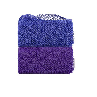 2 Pieces African Net Sponge, Long African Exfoliating Net, Net Bath Sponge Shower Body Scrubber Back Scrubber Skin Smoother, Stretches to Approximately 63" (Blue&Purple)