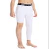 DEVOROPA Youth Boys One Leg Compression Pants for Basketball 3/4 Leggings Sports Tights Kids Athletic Soccer Base Layer White XS view 2