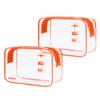 WANDF TSA Approved Toiletry Bag, 2 Packs Travel Clear Toiletry Bag, Quart Size Makeup Cosmetic Pouch with Zipper, Carry-On Airport Compliant Bag for Women and Men (2pcs Orange) view 1