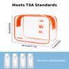 WANDF TSA Approved Toiletry Bag, 2 Packs Travel Clear Toiletry Bag, Quart Size Makeup Cosmetic Pouch with Zipper, Carry-On Airport Compliant Bag for Women and Men (2pcs Orange) view 3