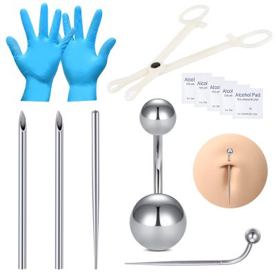 DJCIW Belly Piercing Kit with 14G Ring, 12G Needles, Disposable Clamps