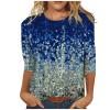 3/4 Length Sleeve Shirts for Women 2023 Casual Summer Blouses Crewneck Floral Printed Cute Tops Loose Fit Pullover view 1