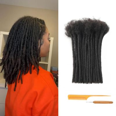 0.4cm Thickness 6 Inch 30 Strands Dreadlock Extensions Human Hair 100% Real Human Hair Loc Extensions for Man/Women Full Hand Handmade Can Be Dyed and Bleached Soft Dreadlocks with Needle and Comb
