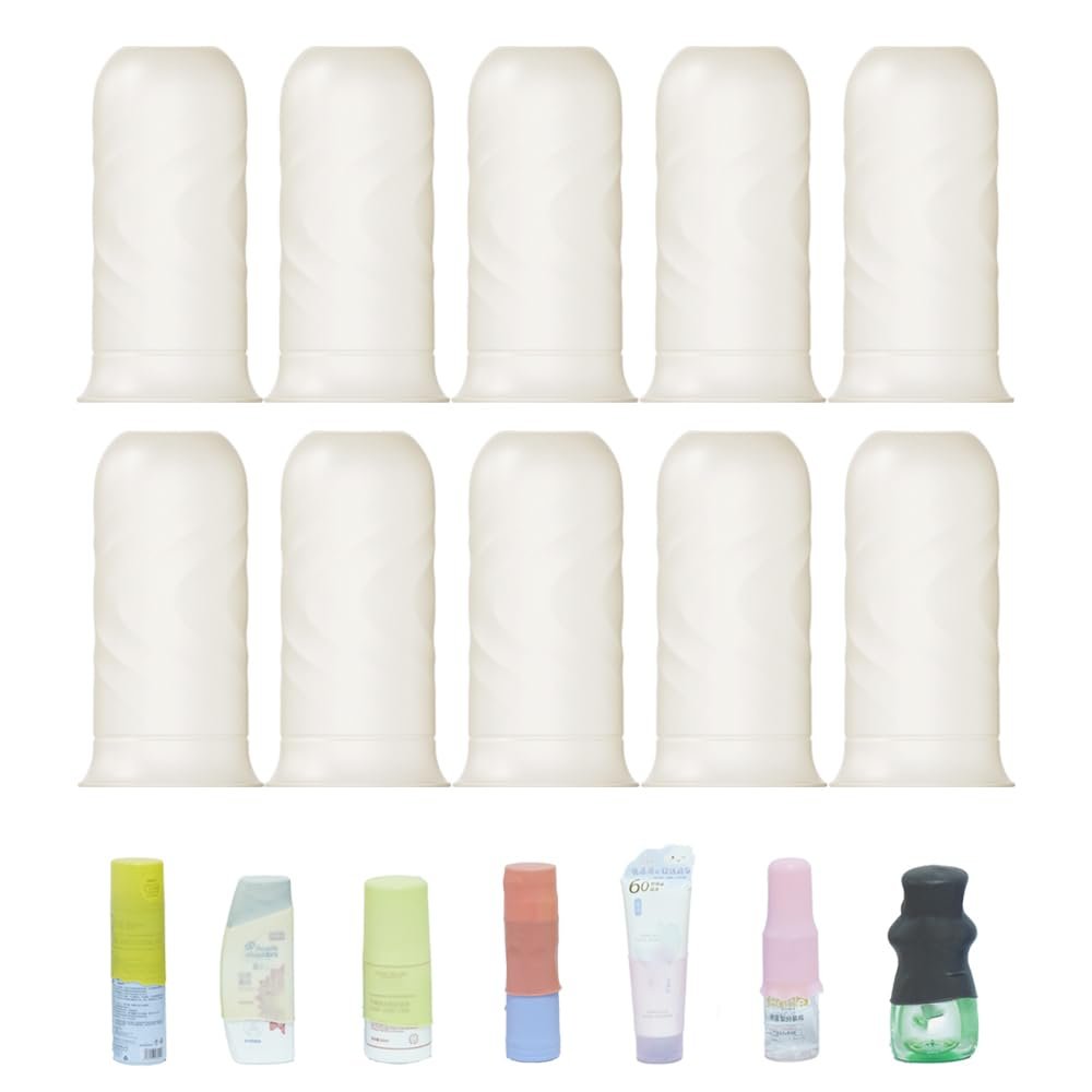 NELSHP Silicone Bottle Covers,10 Pack Travel Essentials for Women Beach Vacation,Travel Size Toiletries Accessories, Cruise Ship Vacation Must-Have, Leak Proofing