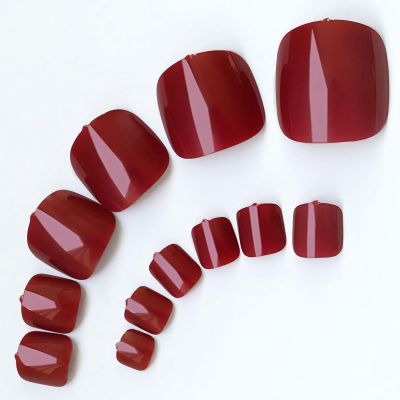 LuckForever Red Press on Toenails Women Fake Toenails with Gue Tabs, Red Toenails Press ons Toe Nails Glue on Toenails Artifical Toe Nail Tips 240pc False Toenails with Adhesive Nail Tabs File