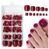LuckForever Red Press on Toenails Women Fake Toenails with Gue Tabs, Red Toenails Press ons Toe Nails Glue on Toenails Artifical Toe Nail Tips 240pc False Toenails with Adhesive Nail Tabs File view 2