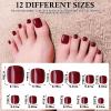 LuckForever Red Press on Toenails Women Fake Toenails with Gue Tabs, Red Toenails Press ons Toe Nails Glue on Toenails Artifical Toe Nail Tips 240pc False Toenails with Adhesive Nail Tabs File view 3
