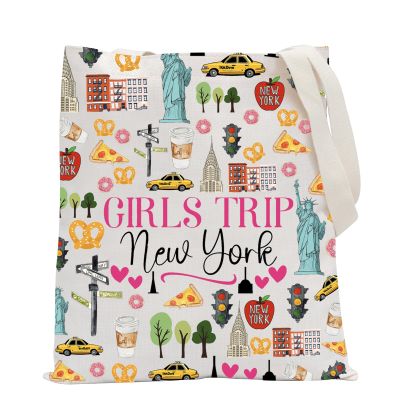 POFULL New York Vacation Gift Trip New York Tote Bag (Girls Trip New York Tote Bag)