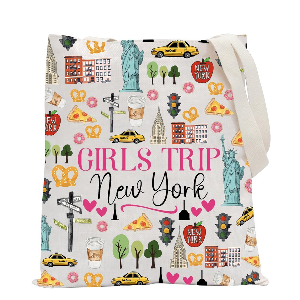 POFULL New York Vacation Gift Trip New York Tote Bag (Girls Trip New York Tote Bag)