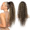 Flufymooz Ponytail Extension, 26 Inch Bohemian Style Drawstring Ponytail Hair Extensions for Women, Long Curly Wavy Pony Tail Natural Synthetic Hairpiece for Women (Deep Brown with Dirty Blonde) view 1